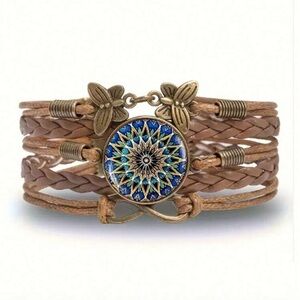 Boho Blue and Brown Butterfly Bracelet